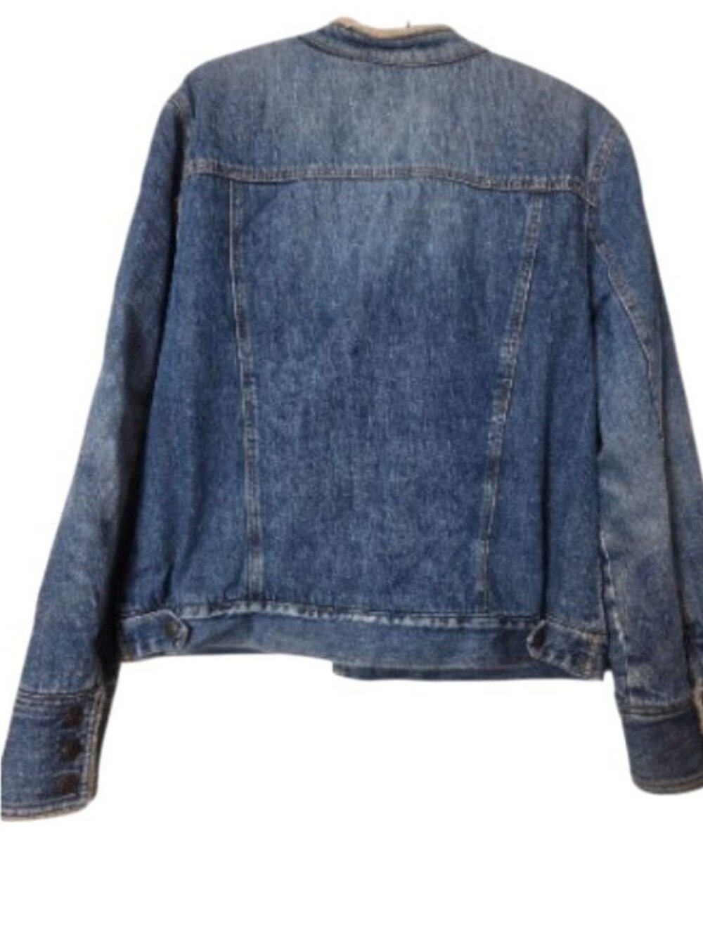 Vintage Old Navy Sherpa Lined Denim Jacket Medium Wash Blue Jean Trucker Coat - Picture 11 of 13